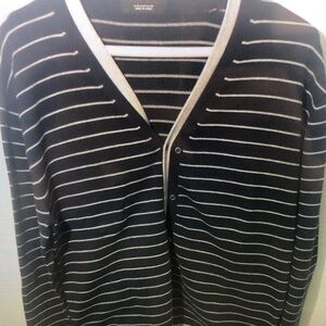 Men's Black Striped Cardigan